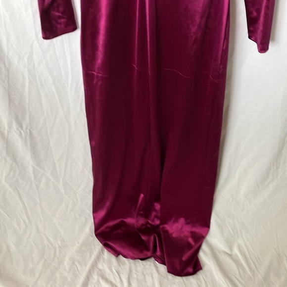 Express: Metallic Purple Plunging neckline- side slit-long sleeve- Dress- S - Picture 12 of 16